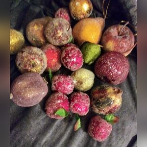 20 qty vintage beaded frosted sugared fruit